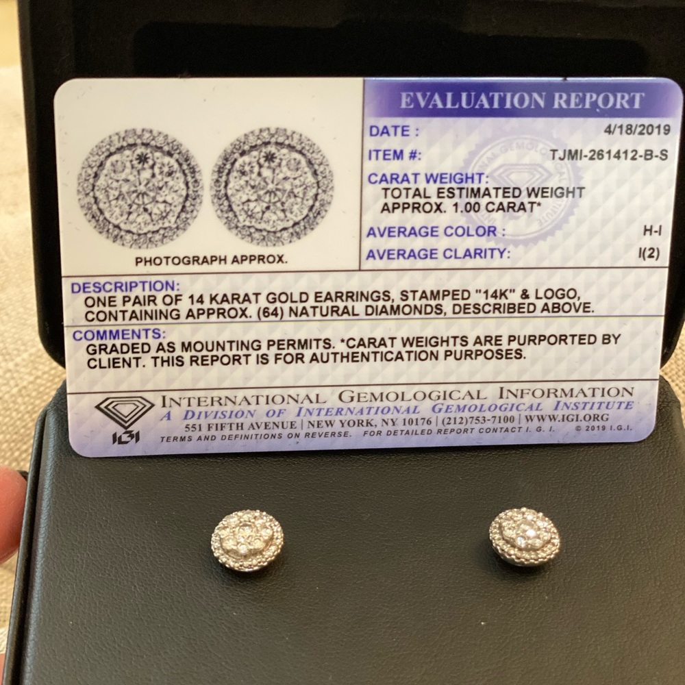 Pair of 14 Karat white gold earrings